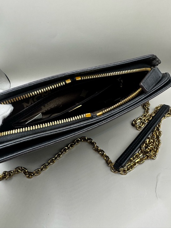 MCM Black Clutch with Gold Chain - Picture 9 of 10